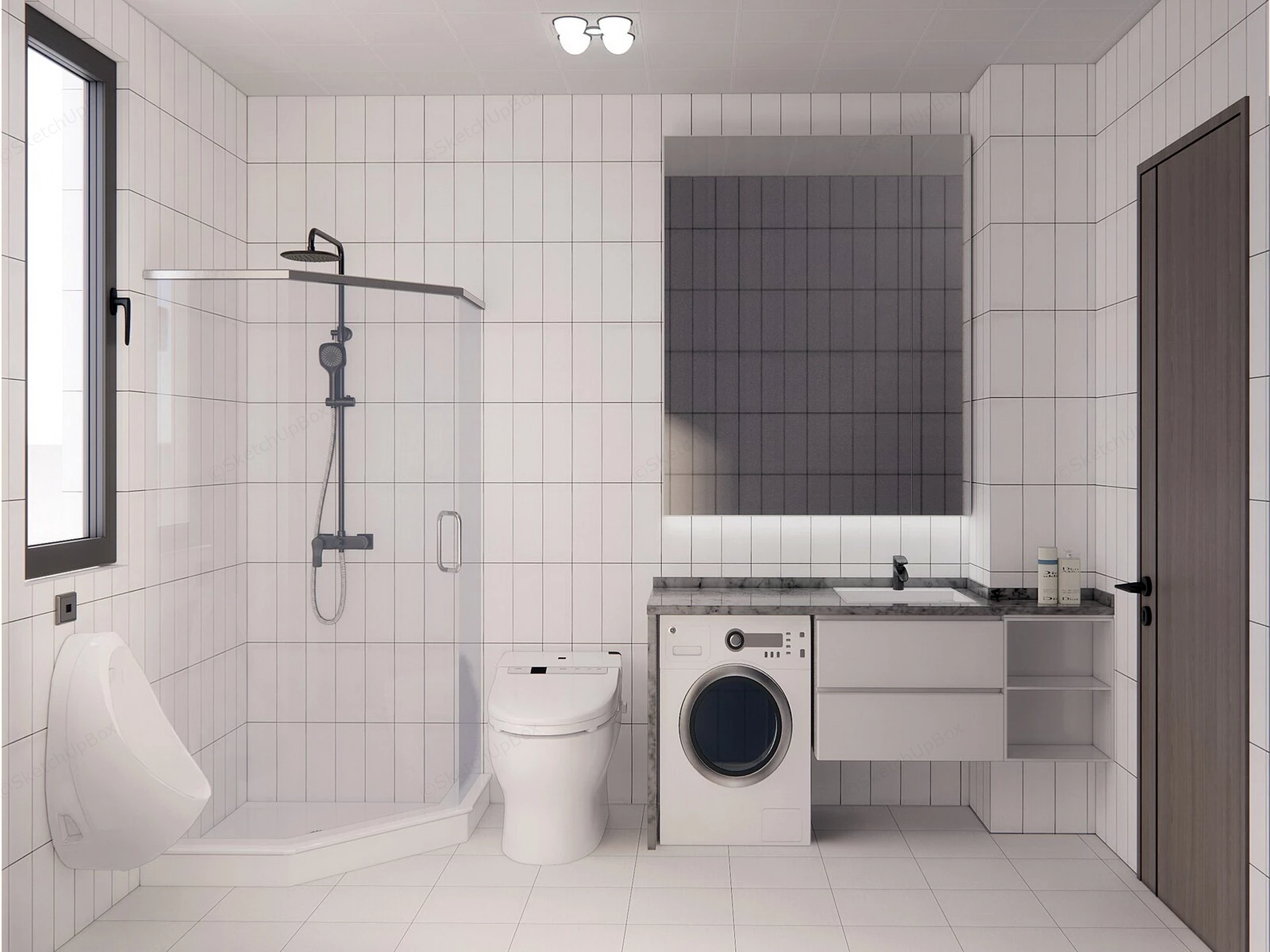 2 Space Saving Bathroom Layout sketchup model preview - SketchupBox