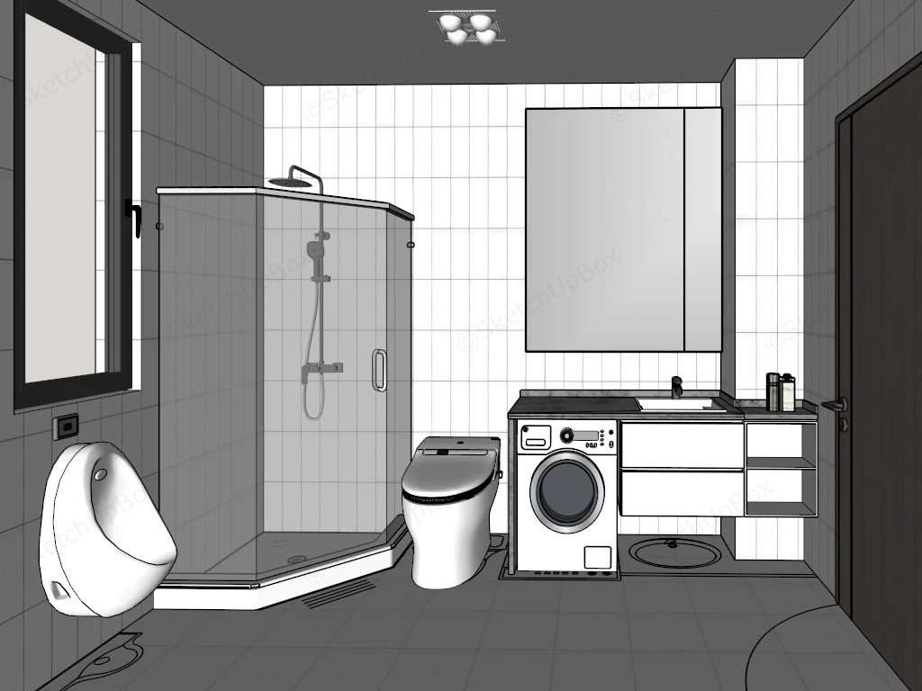 2 Space Saving Bathroom Layout sketchup model preview - SketchupBox