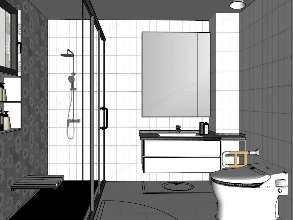 2 Space Saving Bathroom Layout sketchup model preview - SketchupBox