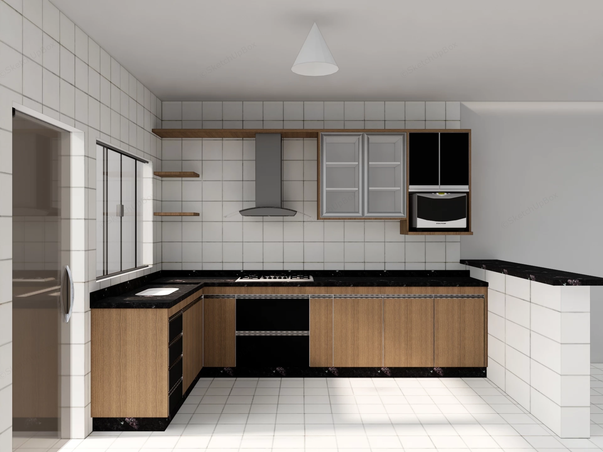 Modern L Shaped Kitchen sketchup model preview - SketchupBox