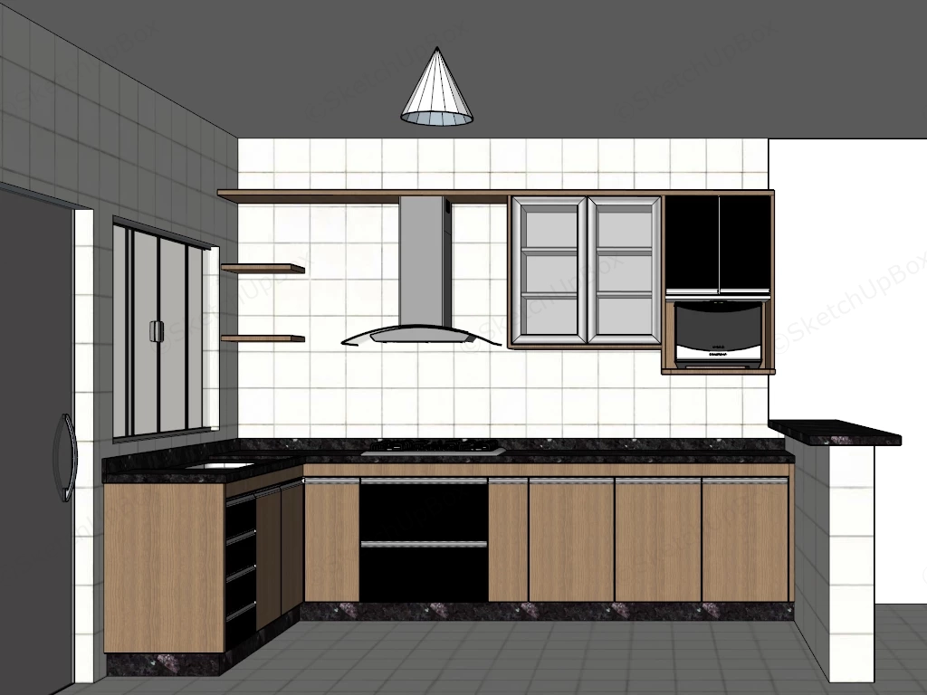 Modern L Shaped Kitchen sketchup model preview - SketchupBox