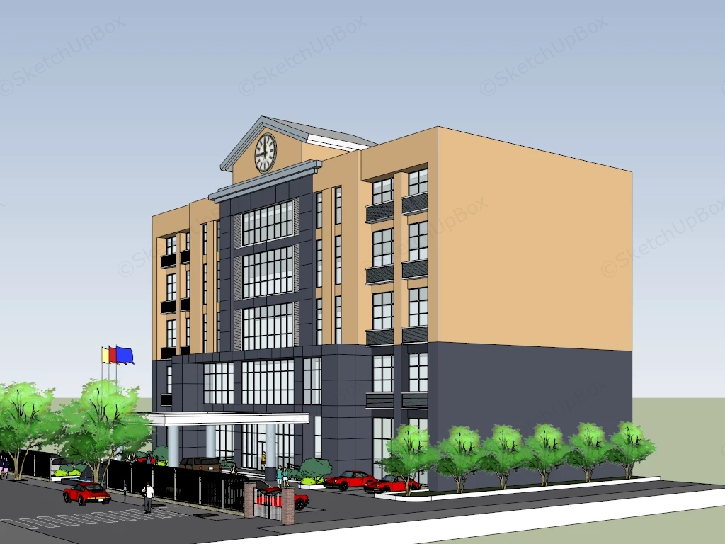 Symmetrical Institutional Building sketchup model preview - SketchupBox