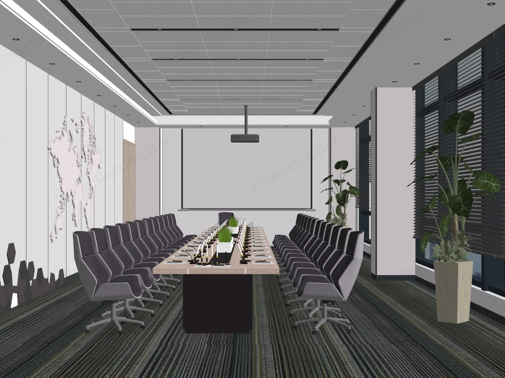 Large Modern Corporate Boardroom Layout sketchup model preview - SketchupBox