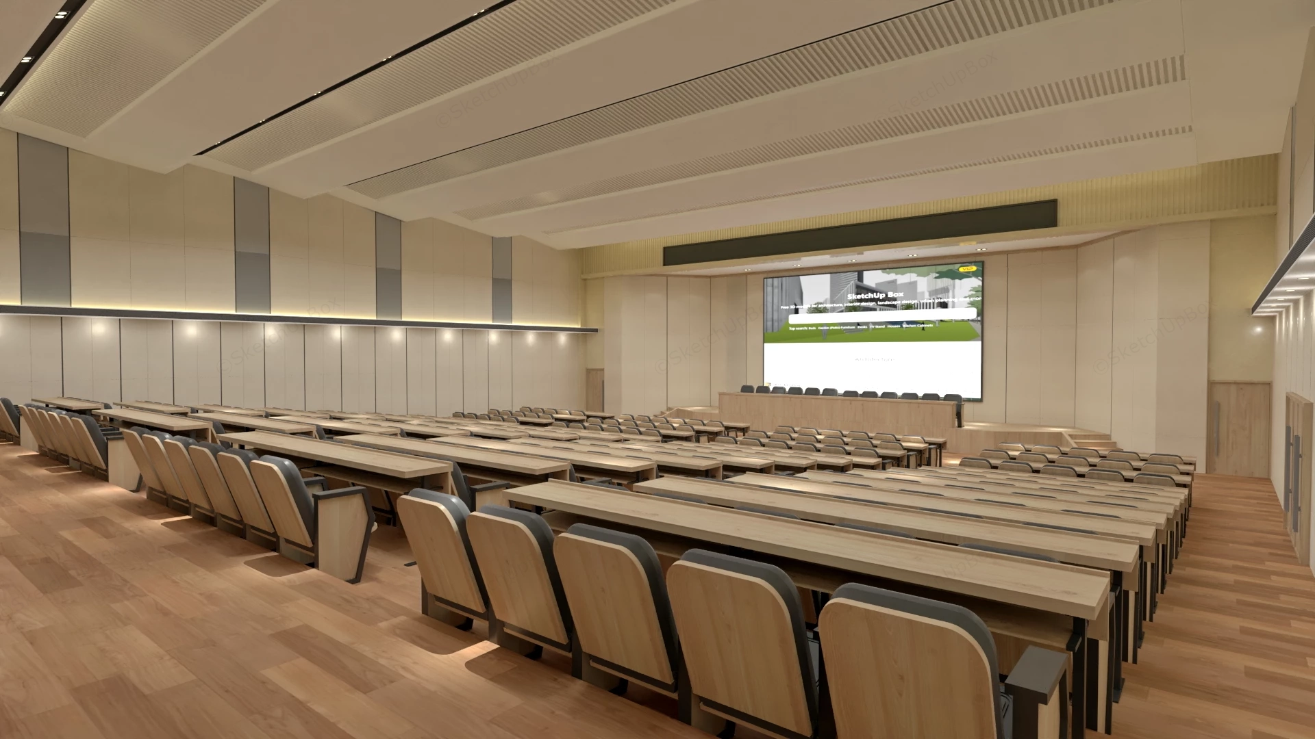 Large Lecture Hall Layout sketchup model preview - SketchupBox