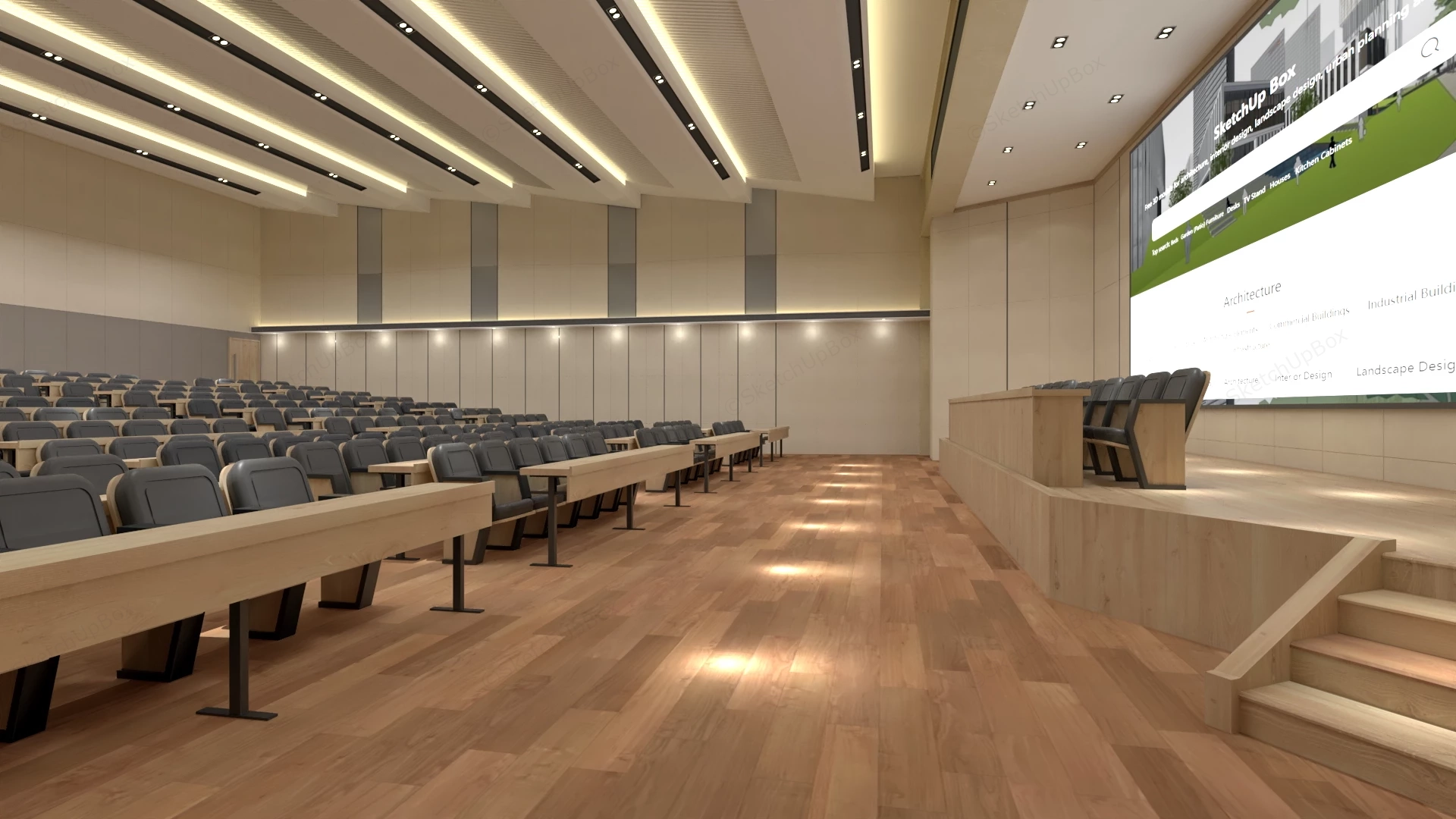 Large Lecture Hall Layout sketchup model preview - SketchupBox