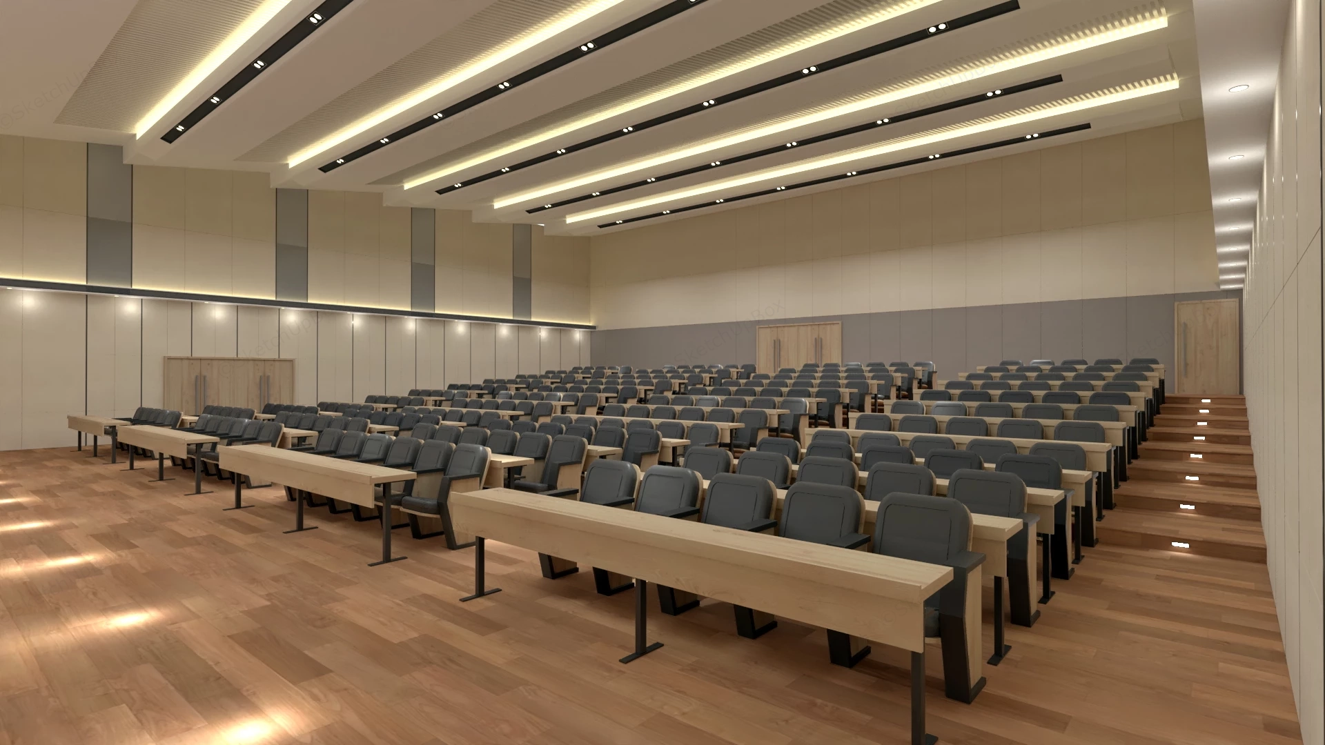 Large Lecture Hall Layout sketchup model preview - SketchupBox