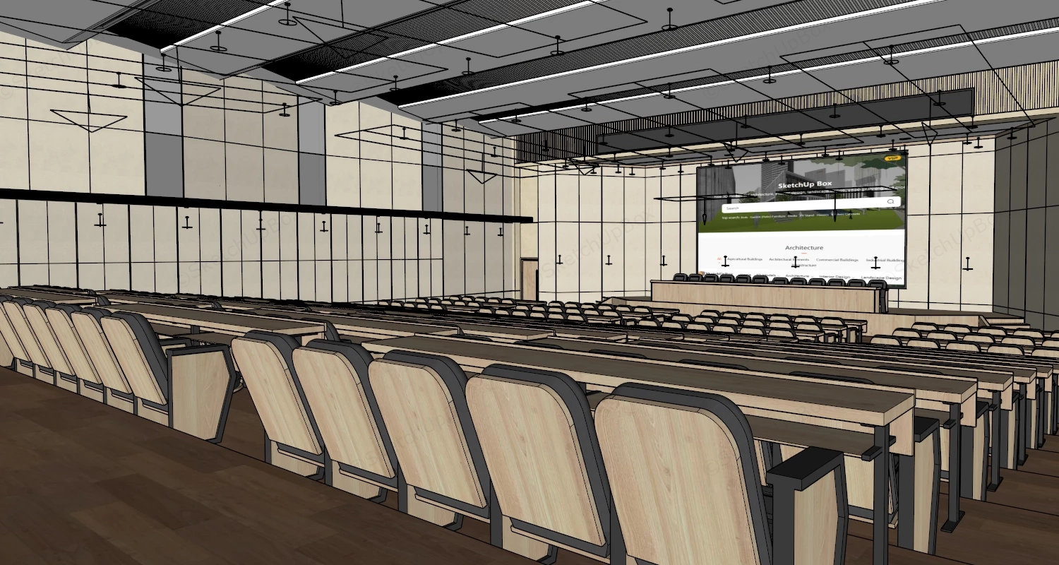 Large Lecture Hall Layout sketchup model preview - SketchupBox