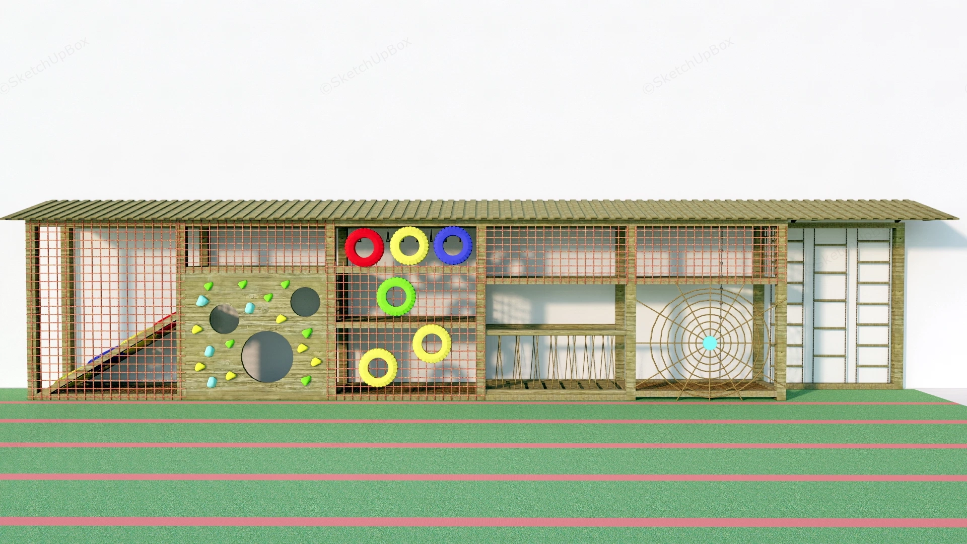 Enclosed Play Structure With Climbing Walls sketchup model preview - SketchupBox