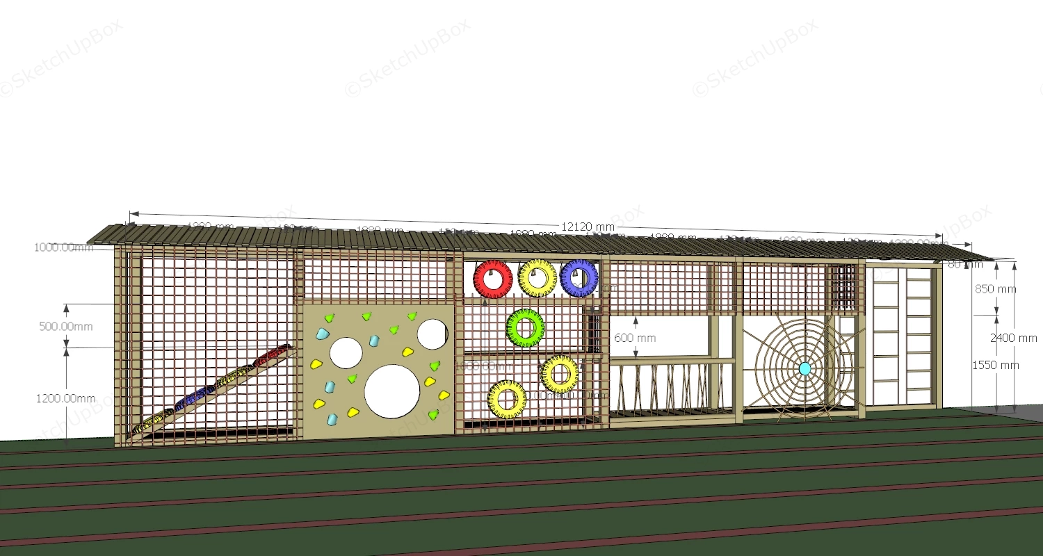 Enclosed Play Structure With Climbing Walls sketchup model preview - SketchupBox