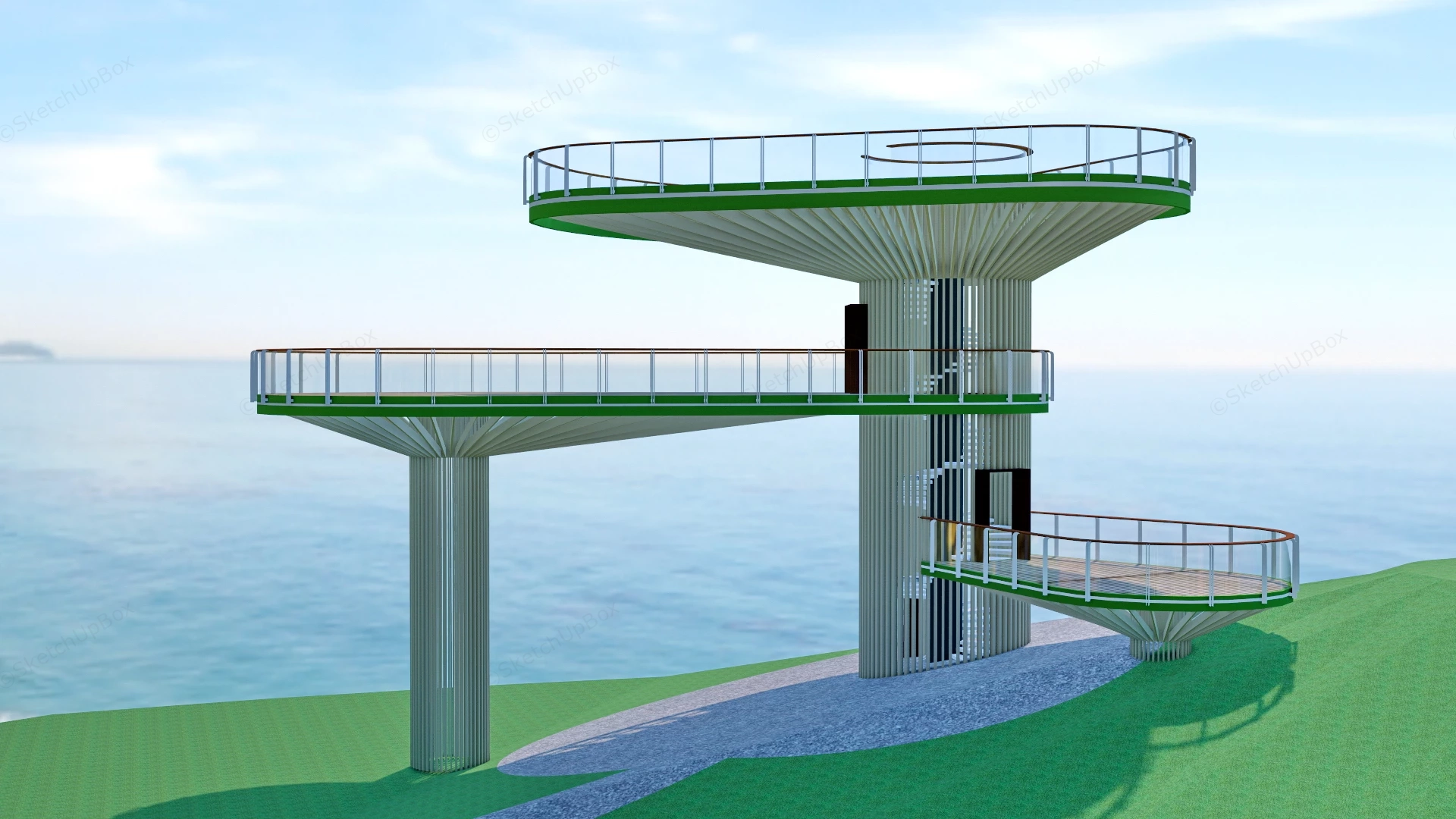 Multi Tiered Observation Platform sketchup model preview - SketchupBox