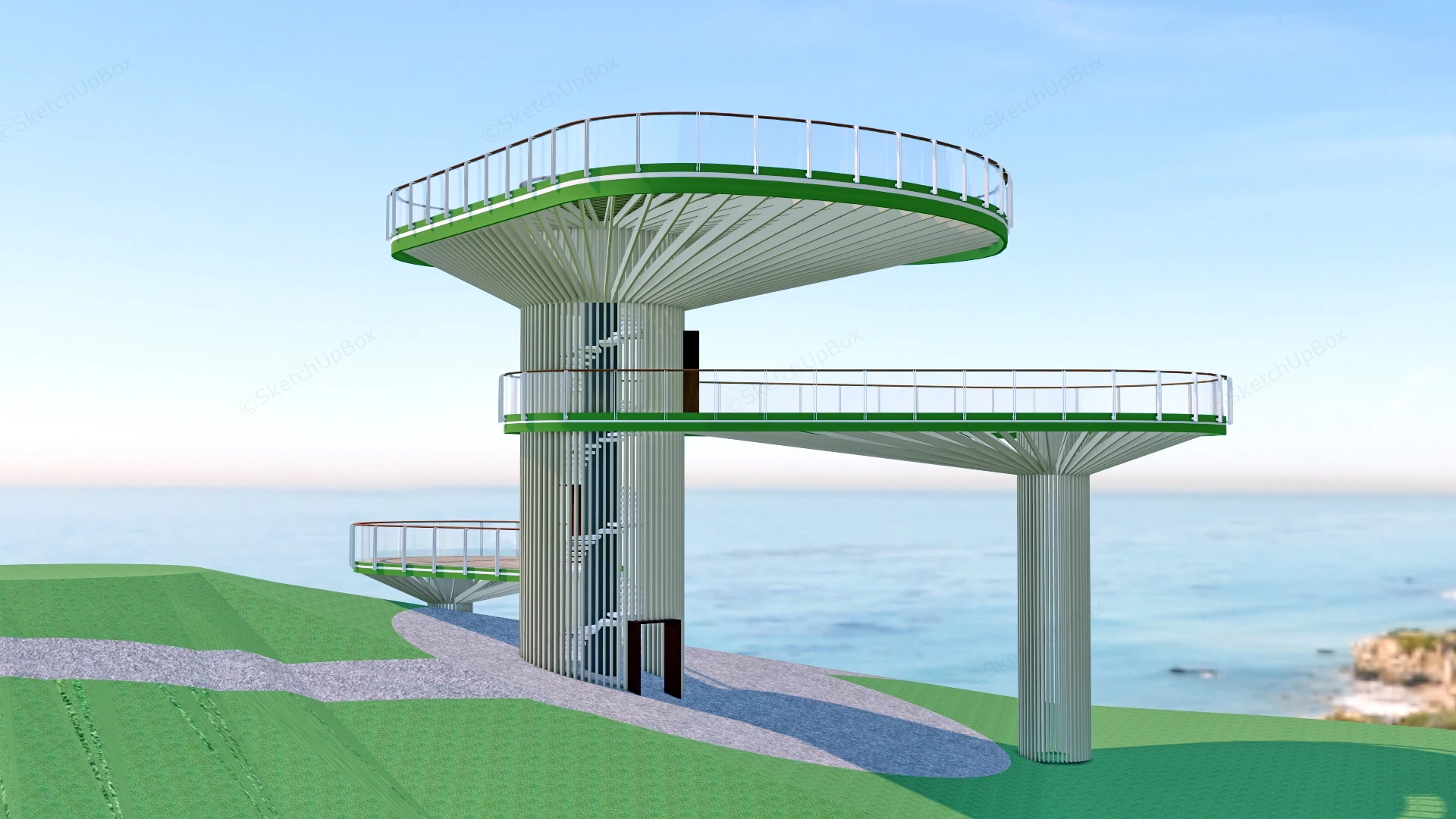 Multi Tiered Observation Platform sketchup model preview - SketchupBox