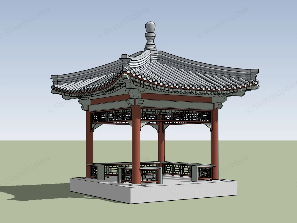 Traditional Chinese Style Gazebo sketchup model preview - SketchupBox