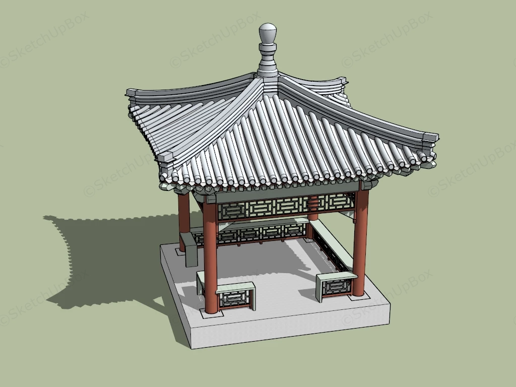 Traditional Chinese Style Gazebo sketchup model preview - SketchupBox
