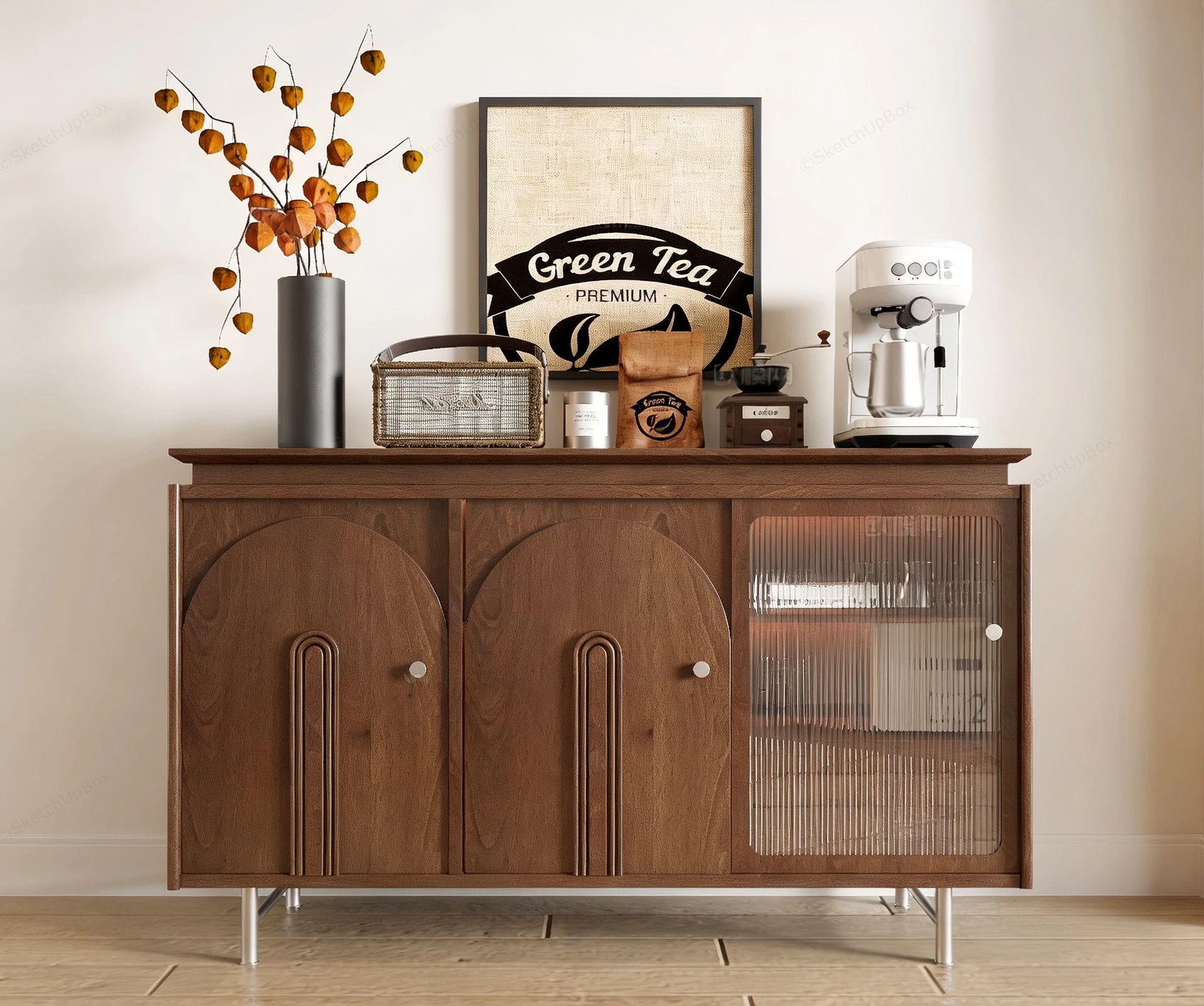 Mid Century Modern Buffet Sideboard sketchup model preview - SketchupBox