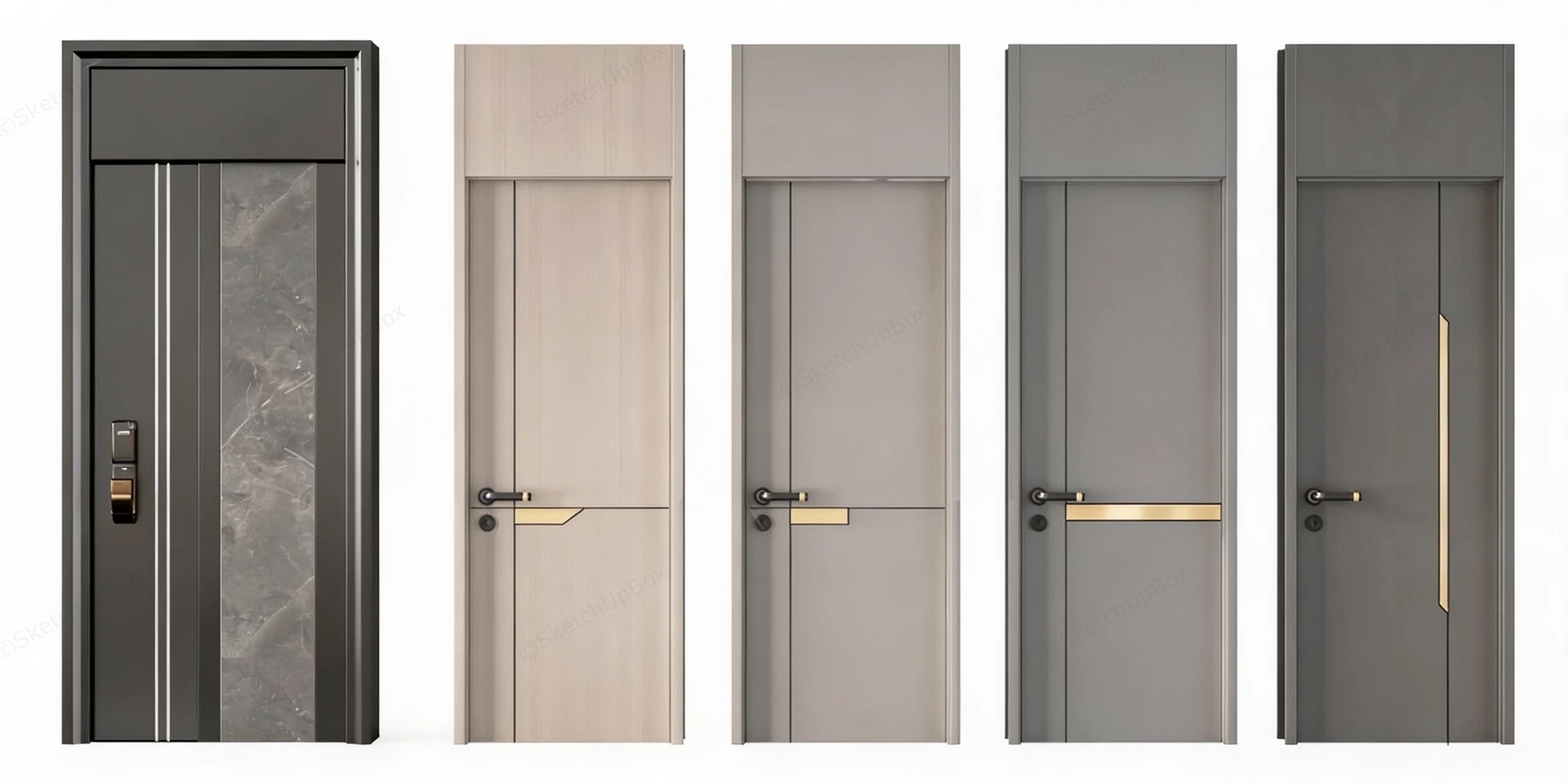 Collection Of Five Modern Interior Doors sketchup model preview - SketchupBox
