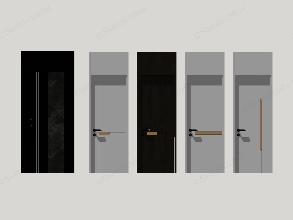 Collection Of Five Modern Interior Doors sketchup model preview - SketchupBox