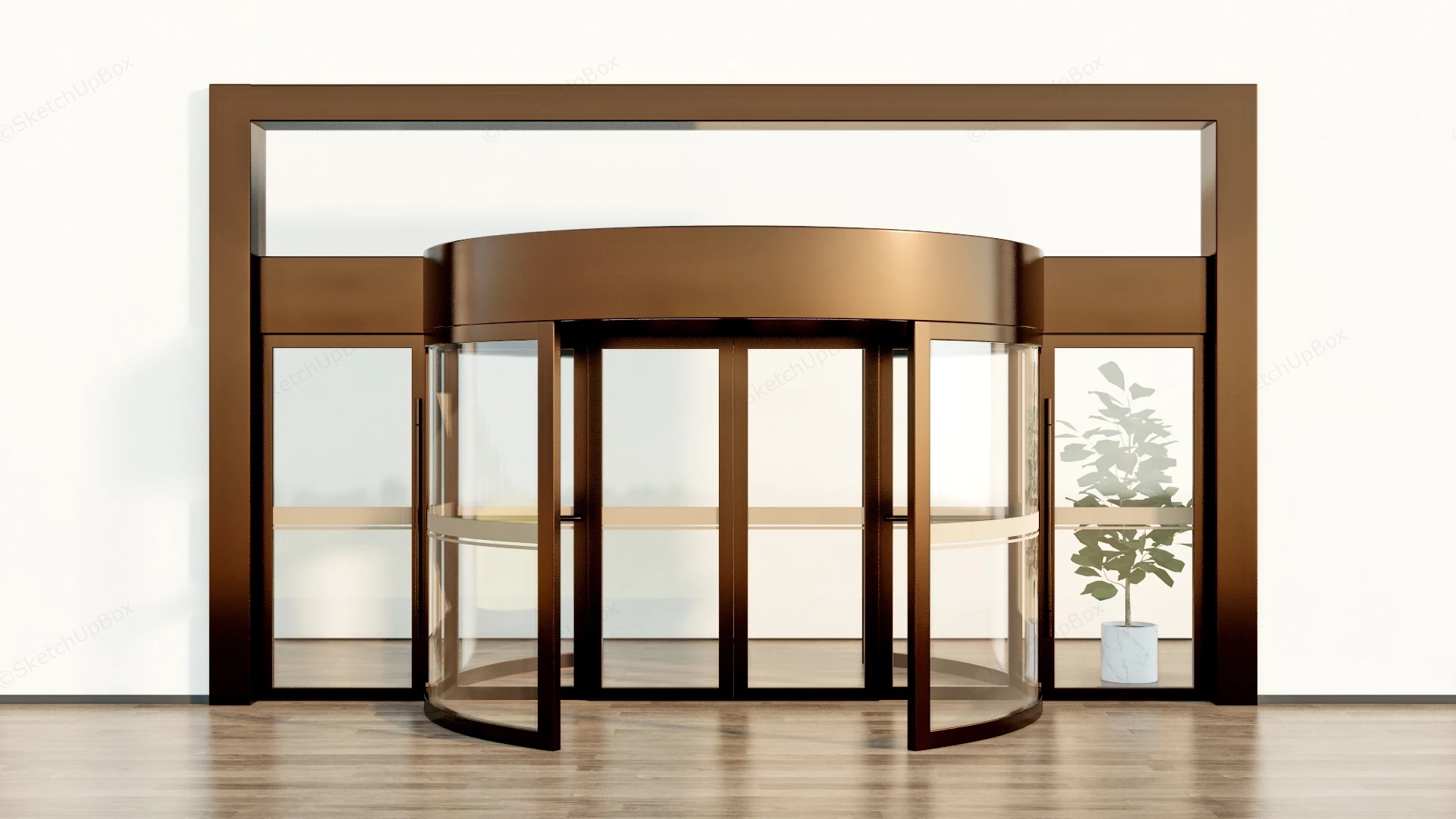 Modern Commercial Entrance Revolving Glass Door sketchup model preview - SketchupBox