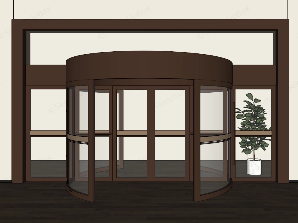 Modern Commercial Entrance Revolving Glass Door sketchup model preview - SketchupBox