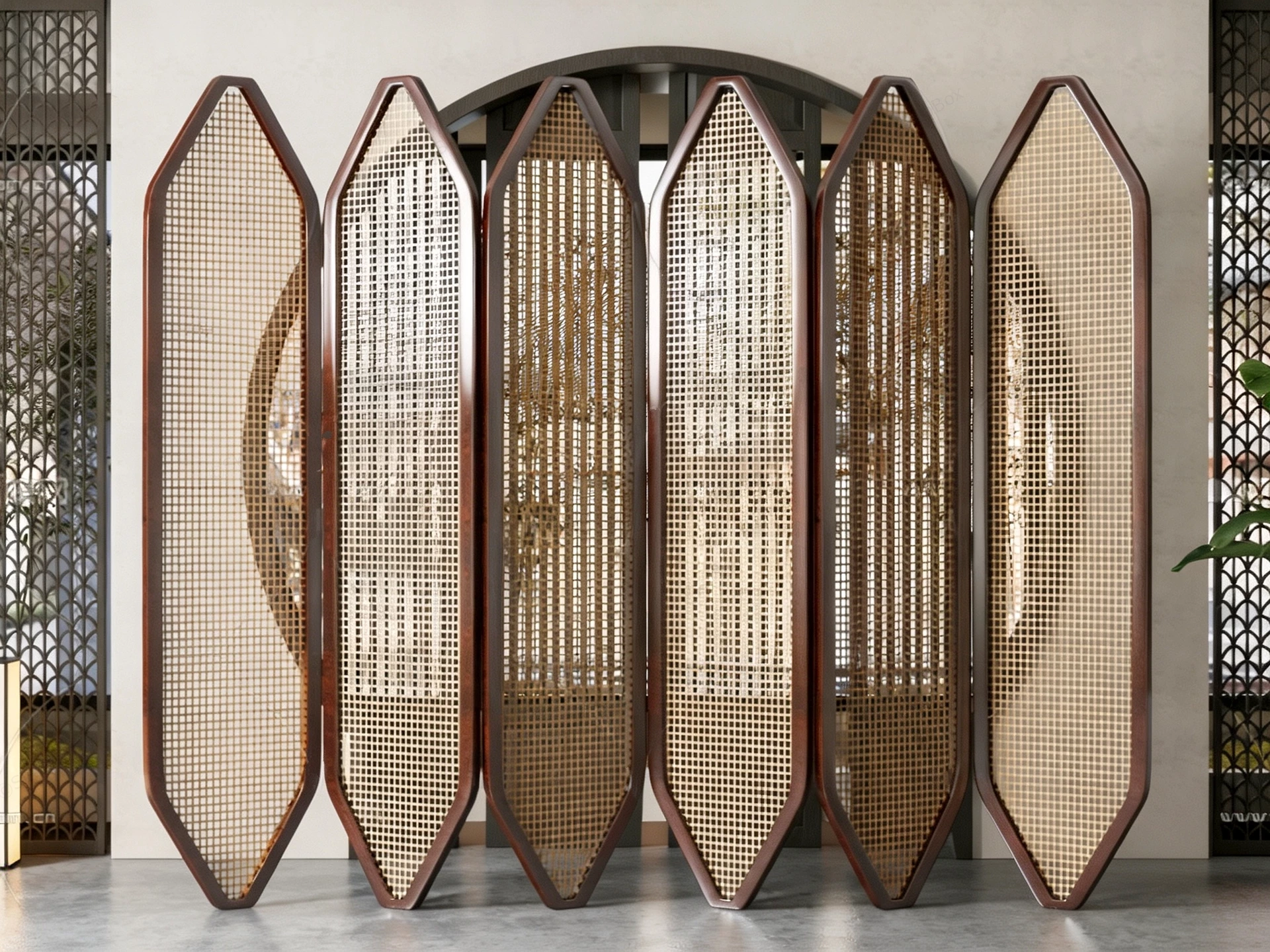 Modern Japandi Inspired Folding Screen Room Divider sketchup model preview - SketchupBox