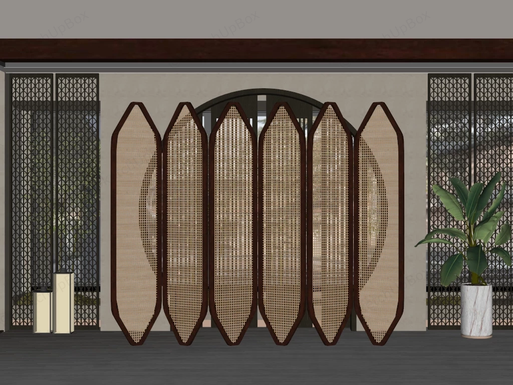 Modern Japandi Inspired Folding Screen Room Divider sketchup model preview - SketchupBox