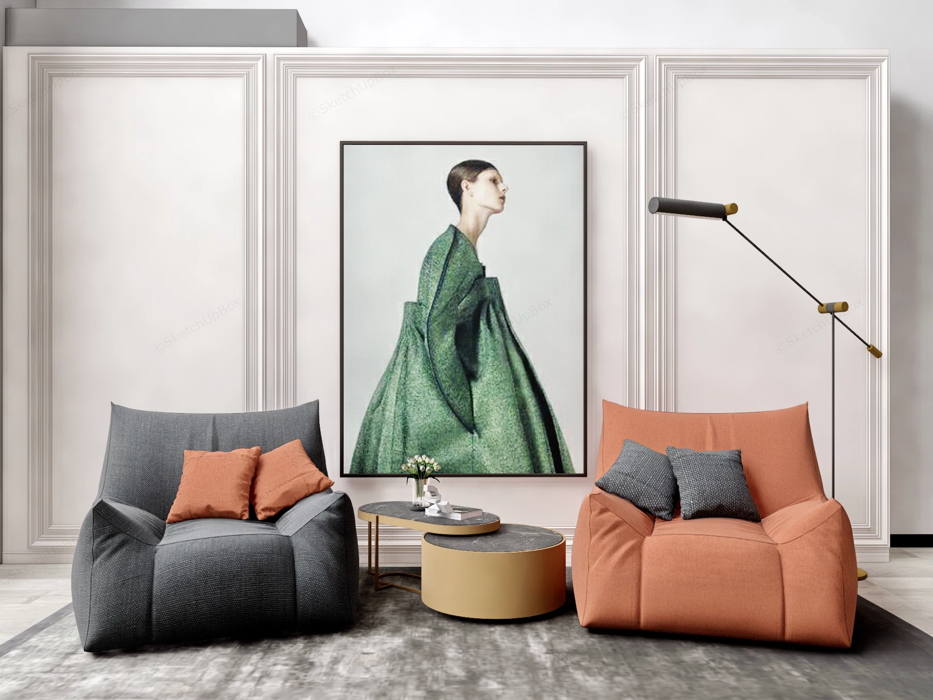 Sophisticated Corner Lounge sketchup model preview - SketchupBox