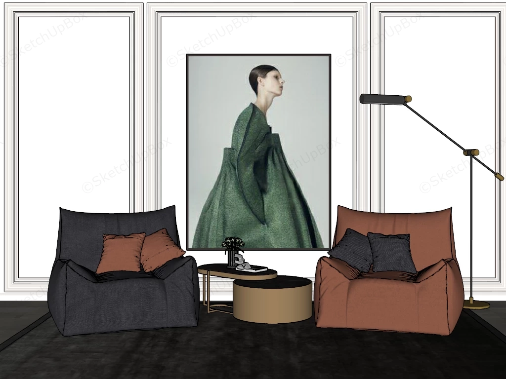 Sophisticated Corner Lounge sketchup model preview - SketchupBox