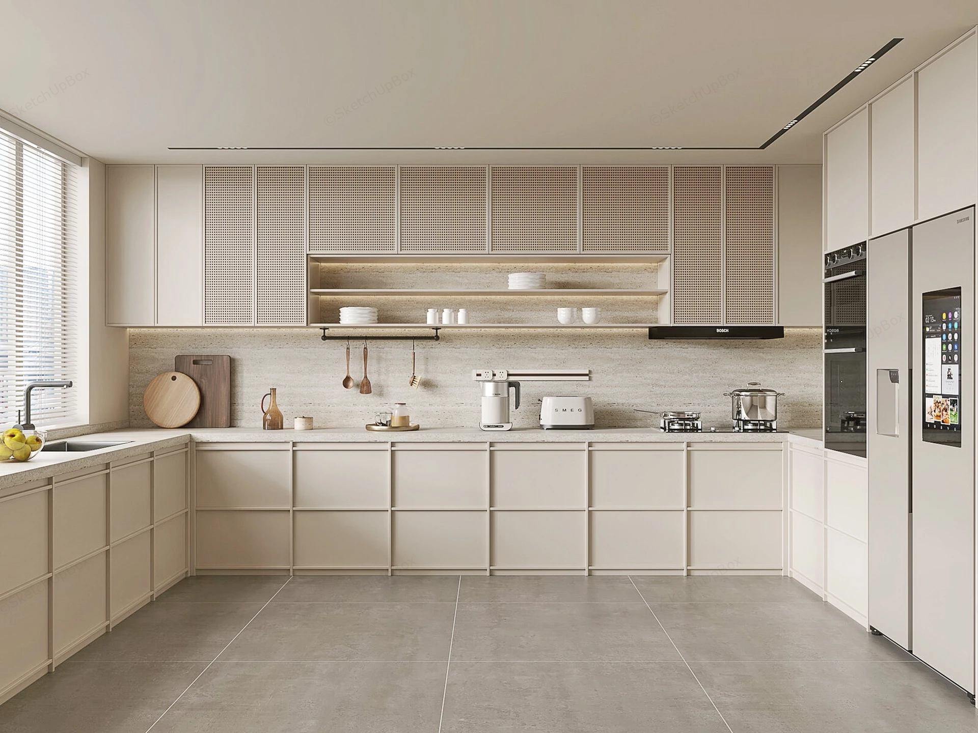 Minimalist Japandi Style Kitchen sketchup model preview - SketchupBox