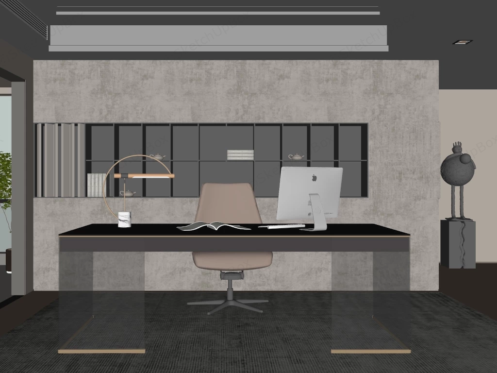 Minimalist Luxury Executive Home Office sketchup model preview - SketchupBox