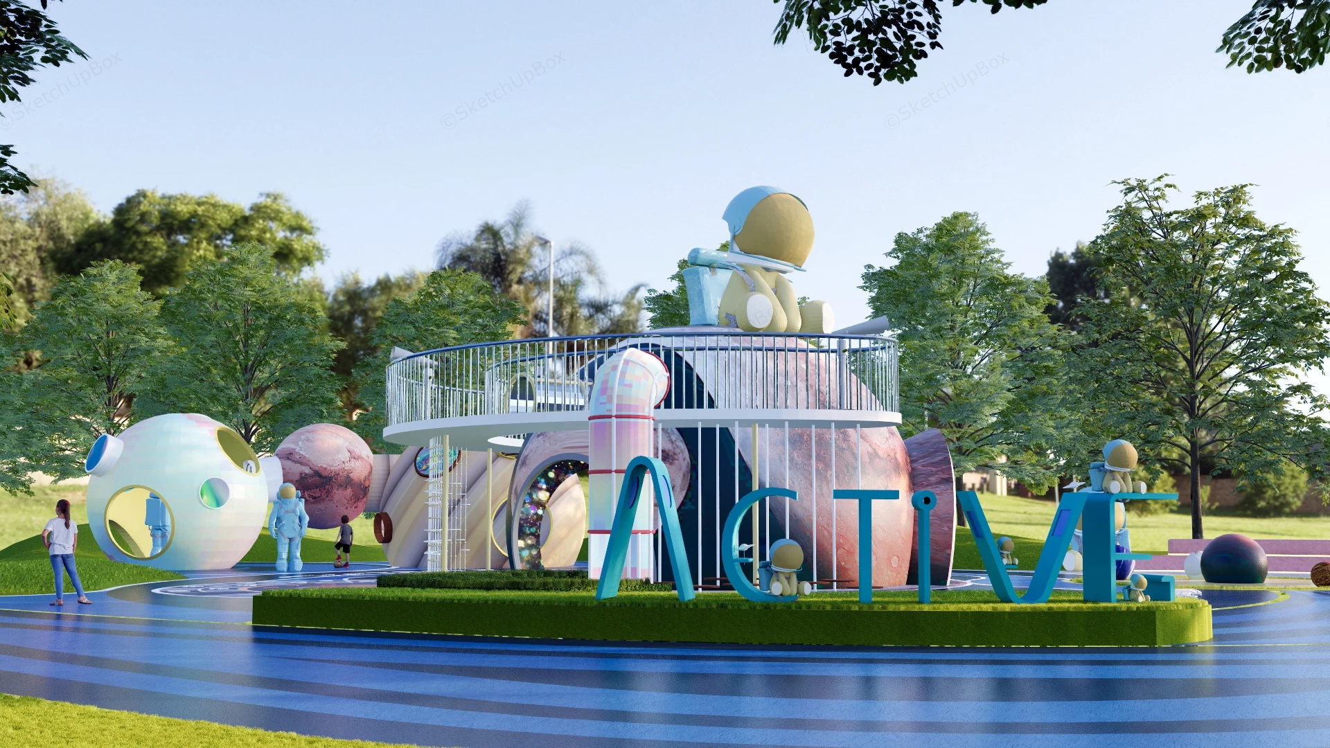 Space Themed Children's Playground sketchup model preview - SketchupBox