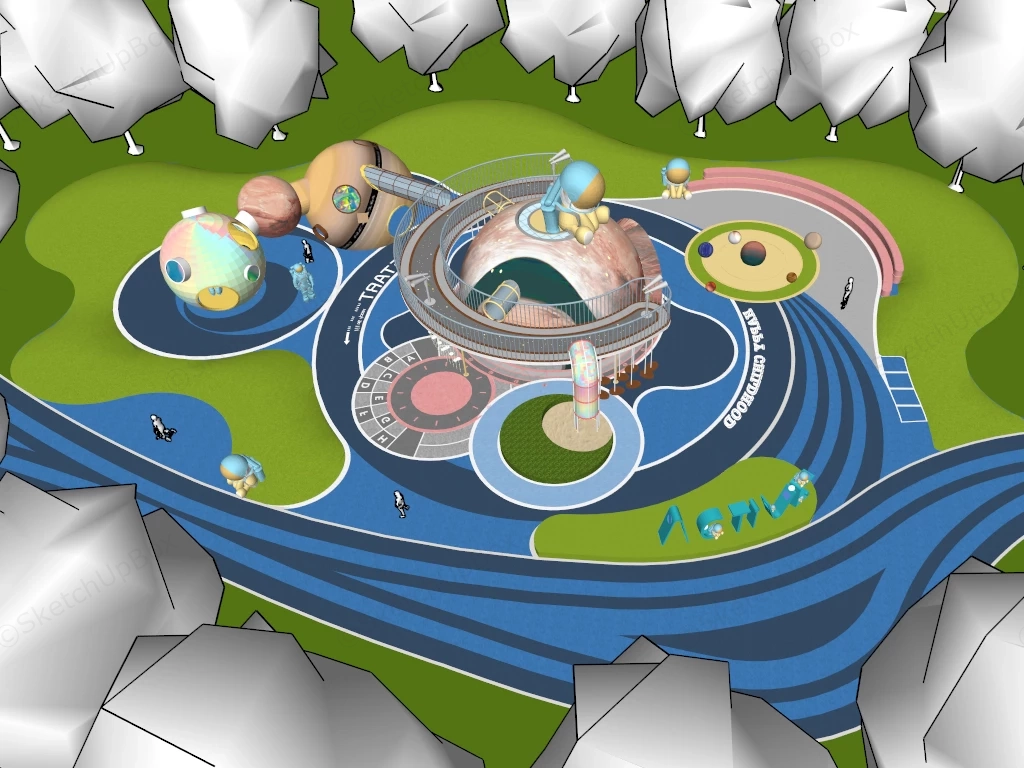 Space Themed Children's Playground sketchup model preview - SketchupBox