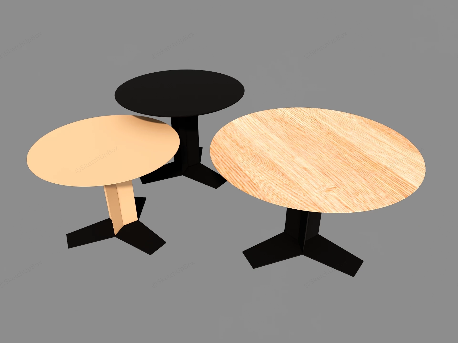 Trio Of Nesting Cafe Tables sketchup model preview - SketchupBox