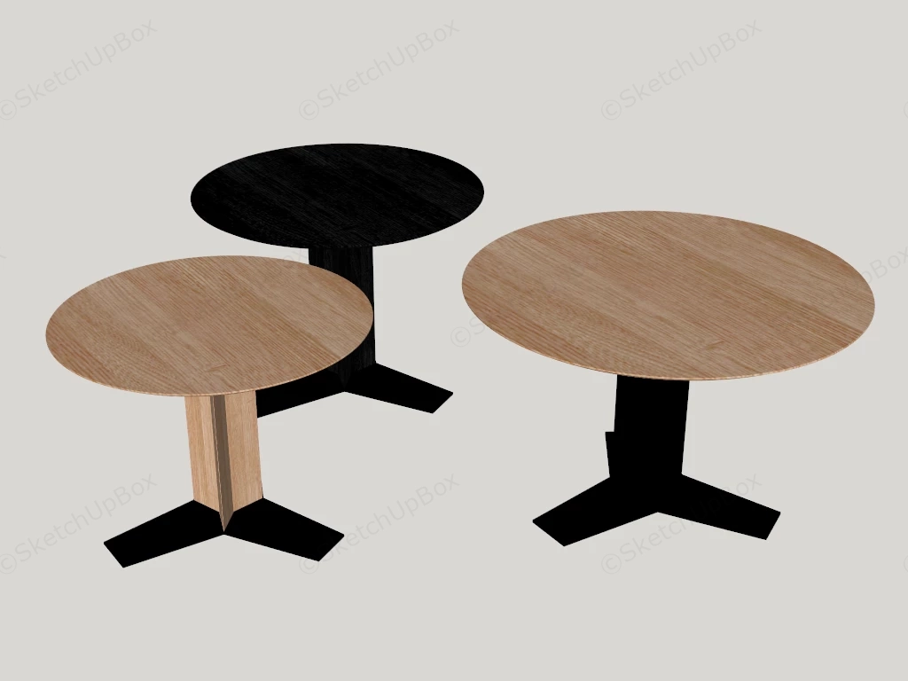 Trio Of Nesting Cafe Tables sketchup model preview - SketchupBox
