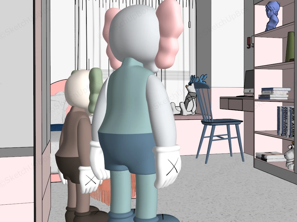 Compact Modern Girls Bedroom sketchup model preview - SketchupBox