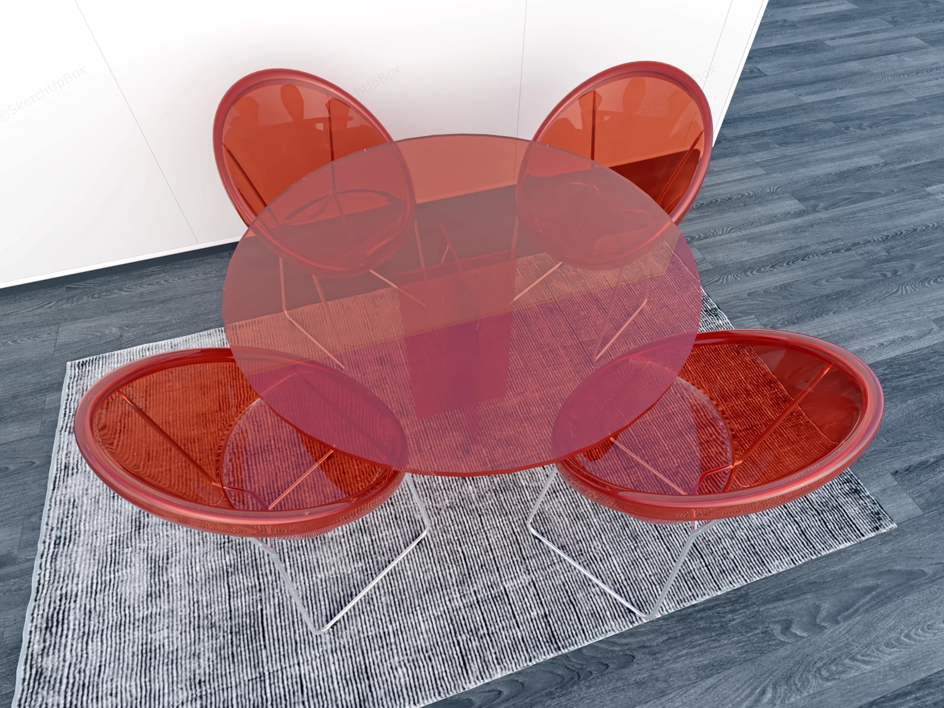Contemporary Translucent Dining Set sketchup model preview - SketchupBox