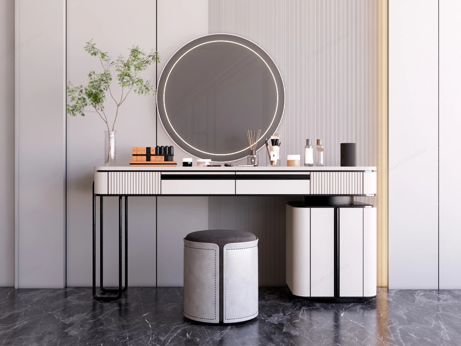 Modern Minimalist Vanity Station sketchup model preview - SketchupBox