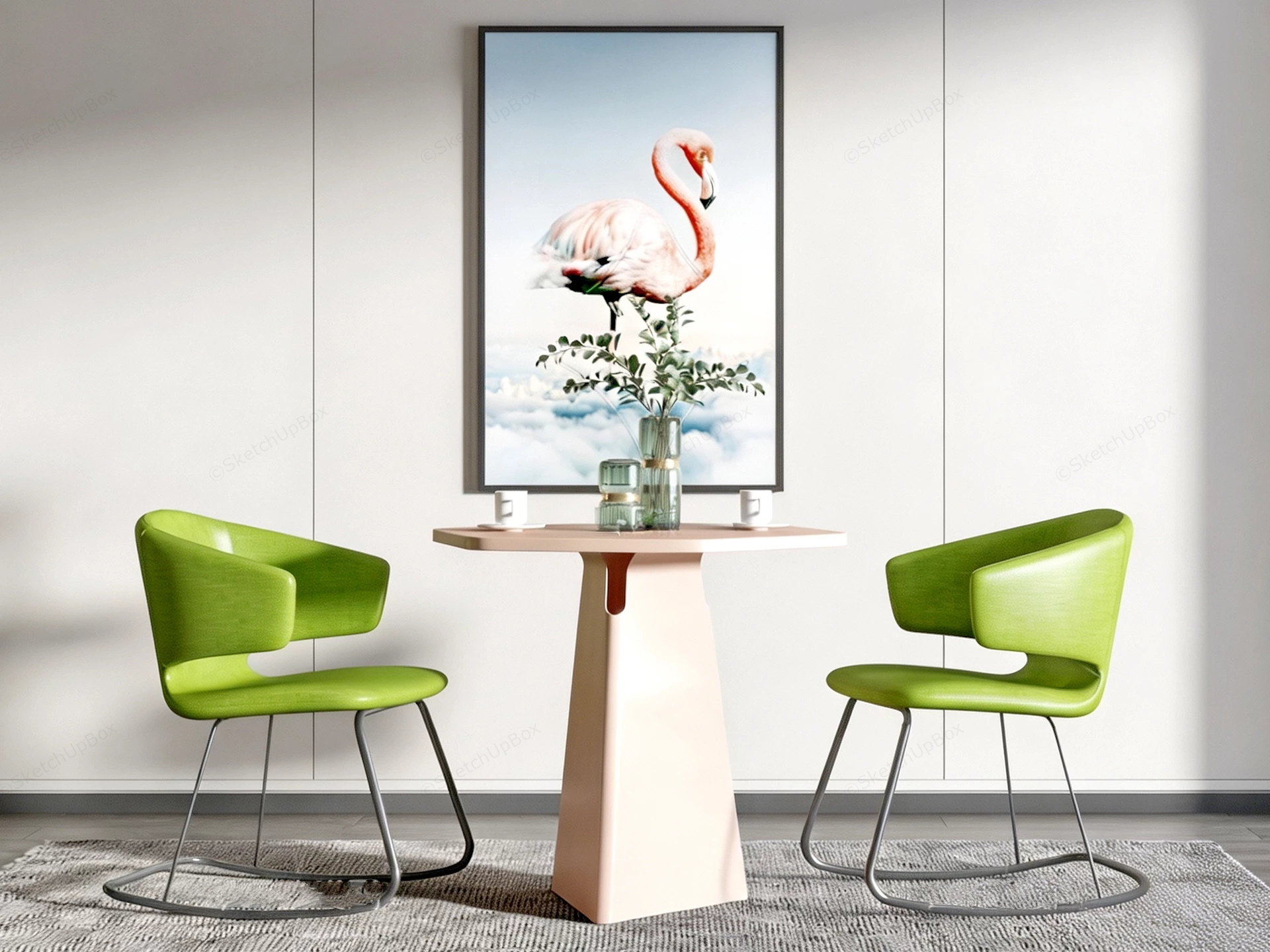 Minimalist Bistro Dining Vignette sketchup model preview - SketchupBox