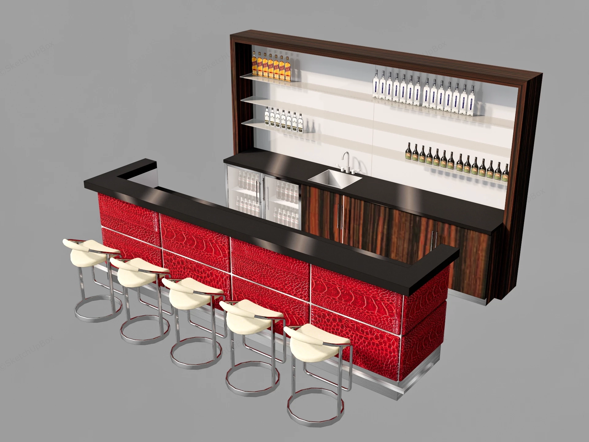 Modern Commercial Bar Setup sketchup model preview - SketchupBox