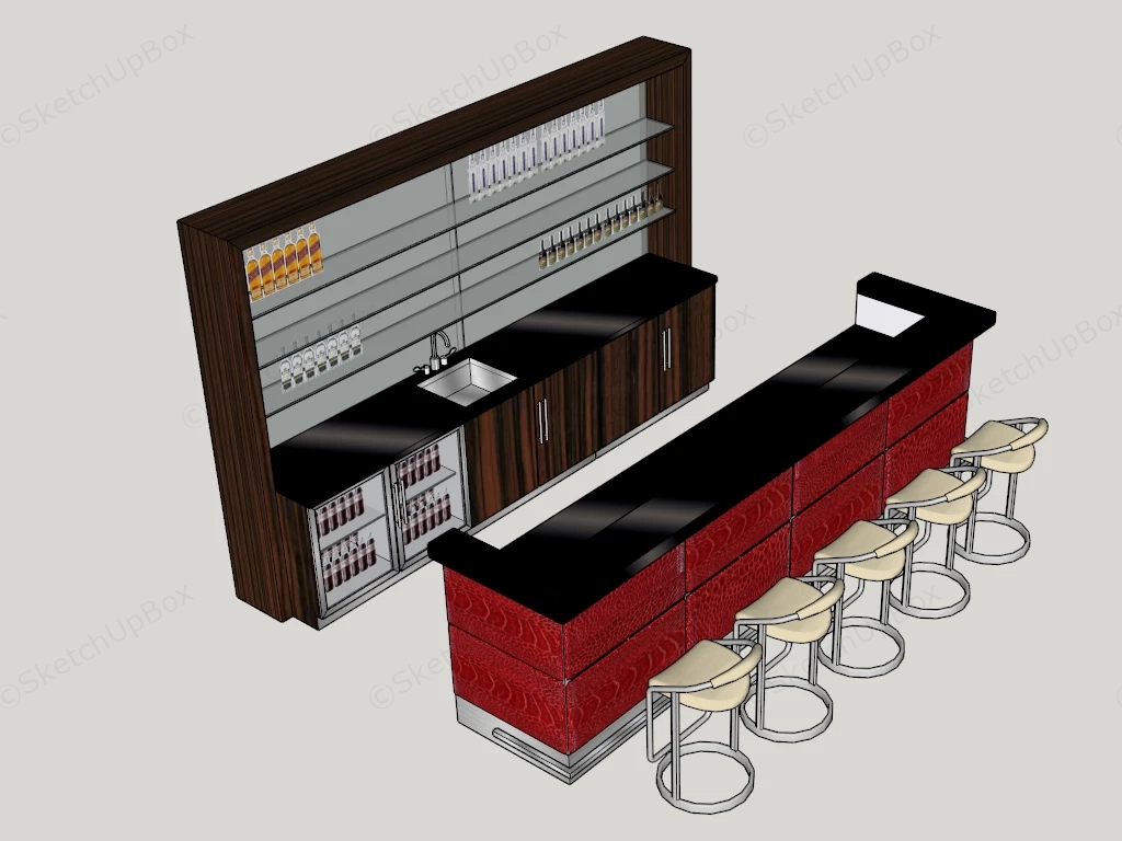 Modern Commercial Bar Setup sketchup model preview - SketchupBox