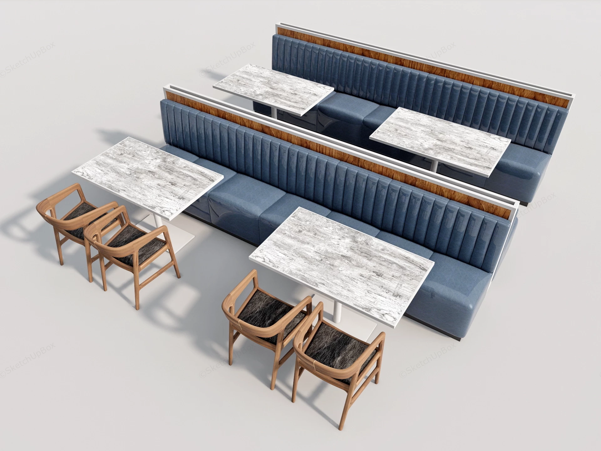 Commercial Restaurant Booth Seating Layout sketchup model preview - SketchupBox