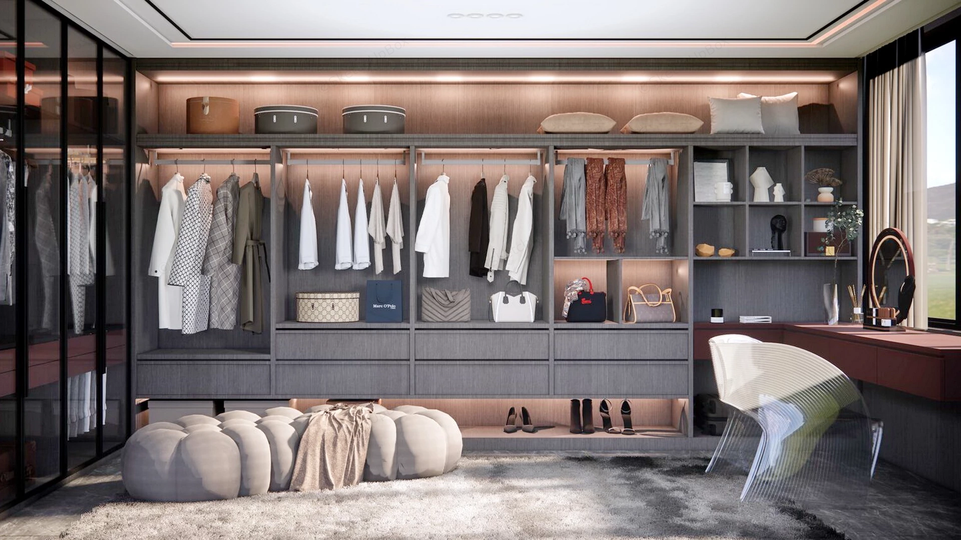 Luxury Spacious Walk In Closet Dressing Room sketchup model preview - SketchupBox