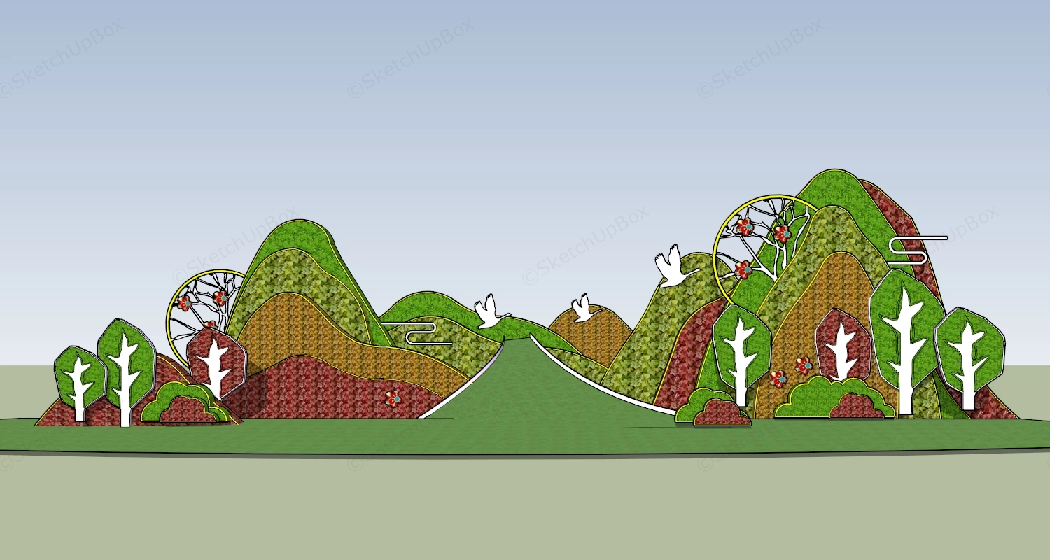 Ornamental Landscape Topiary Display sketchup model preview - SketchupBox