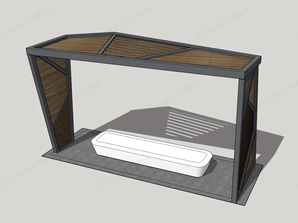 Modern Architectural Park Shelter With Bench sketchup model preview - SketchupBox