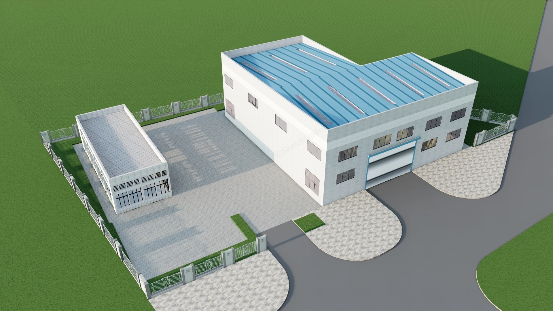 Modern Industrial Building Complex sketchup model preview - SketchupBox