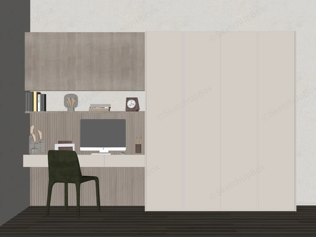 Minimalist Home Office With Built In Wardrobe sketchup model preview - SketchupBox