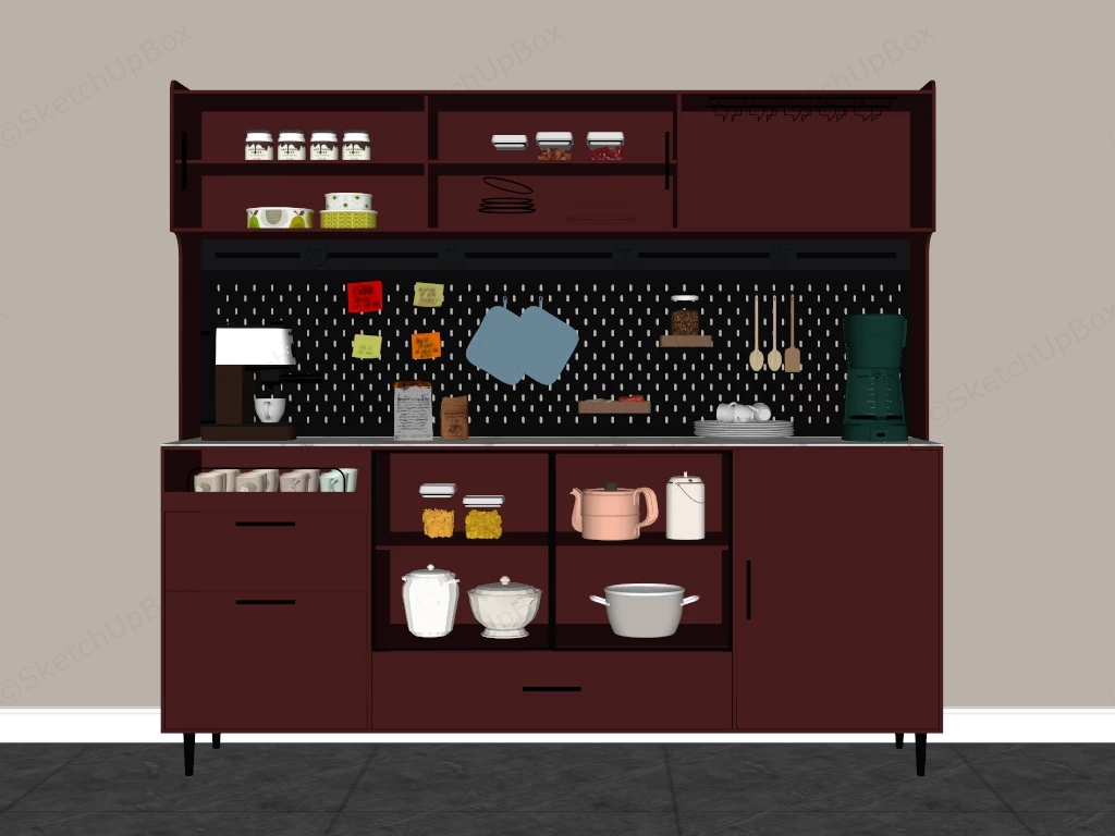 Modern Coffee Station & Home Bar Cabinet sketchup model preview - SketchupBox