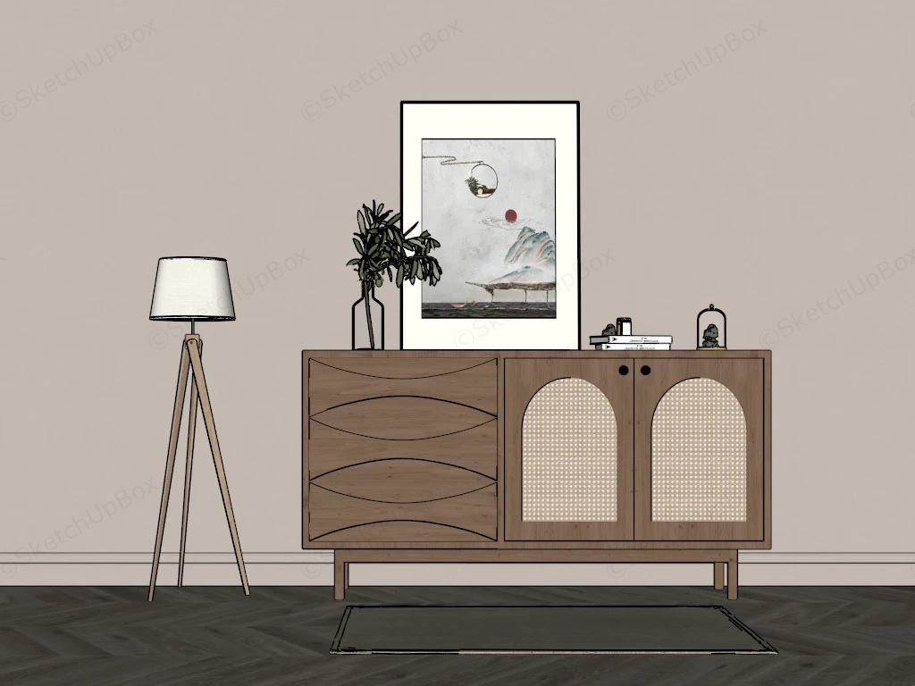 Mid Century Modern Sideboard Buffet sketchup model preview - SketchupBox