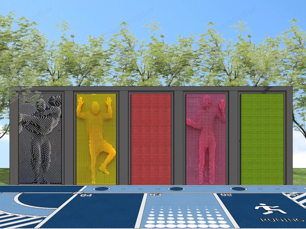 Interactive Giant Pin Art Wall Installation sketchup model preview - SketchupBox