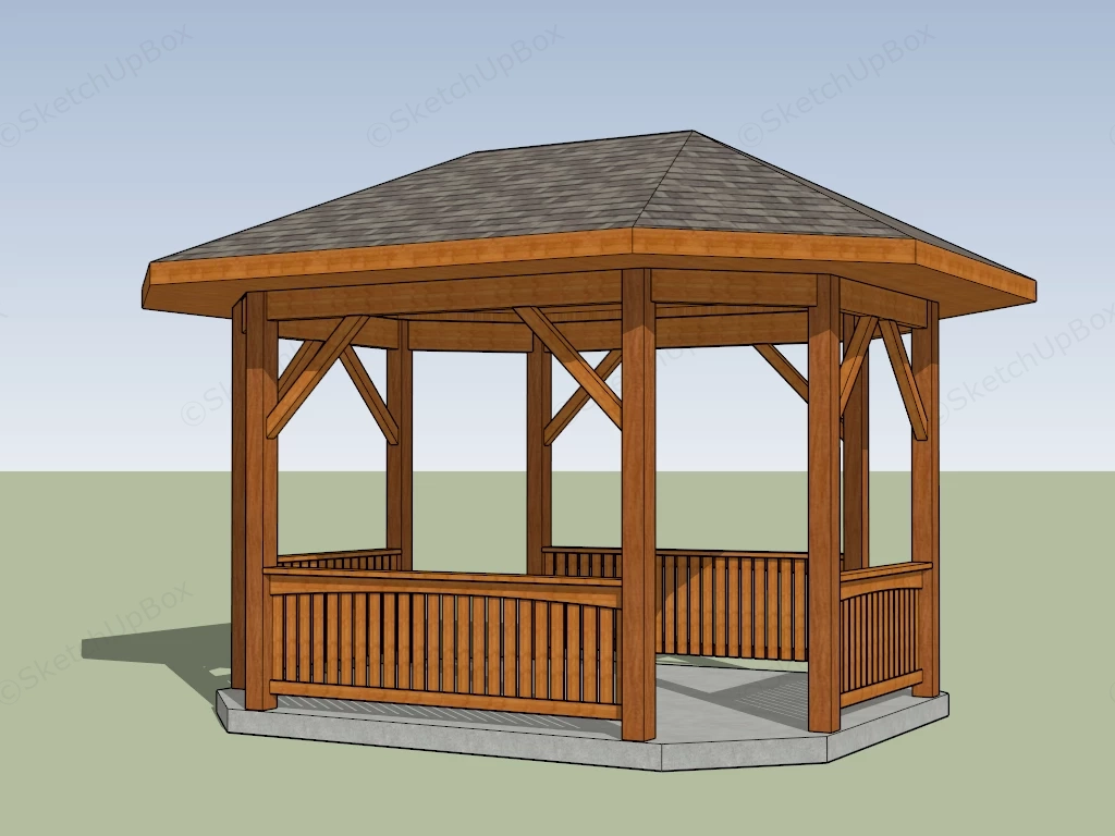 Octagonal Backyard Gazebo sketchup model preview - SketchupBox