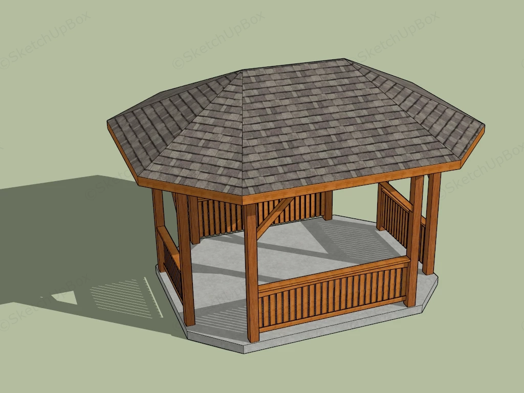 Octagonal Backyard Gazebo sketchup model preview - SketchupBox
