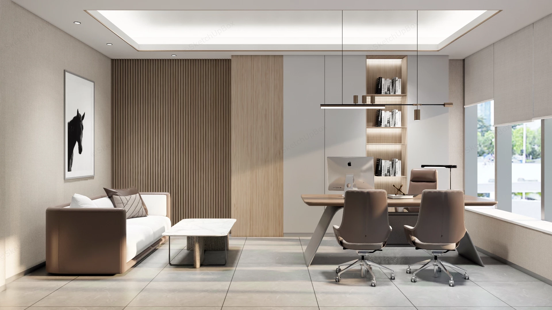 Luxurious Contemporary Executive Office sketchup model preview - SketchupBox